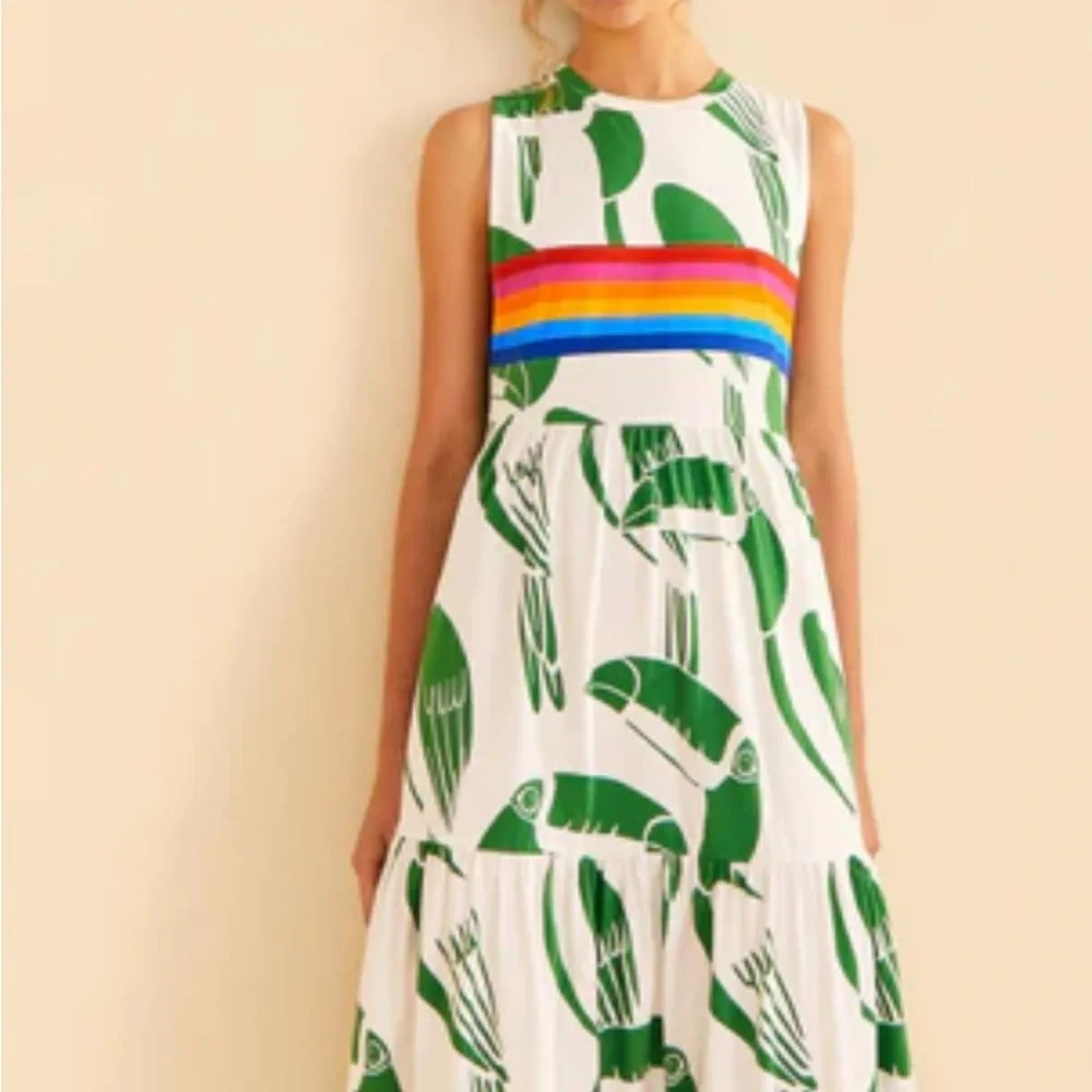 FARM Rio Green and Rainbow Midi Dress - Picture 1 of 7